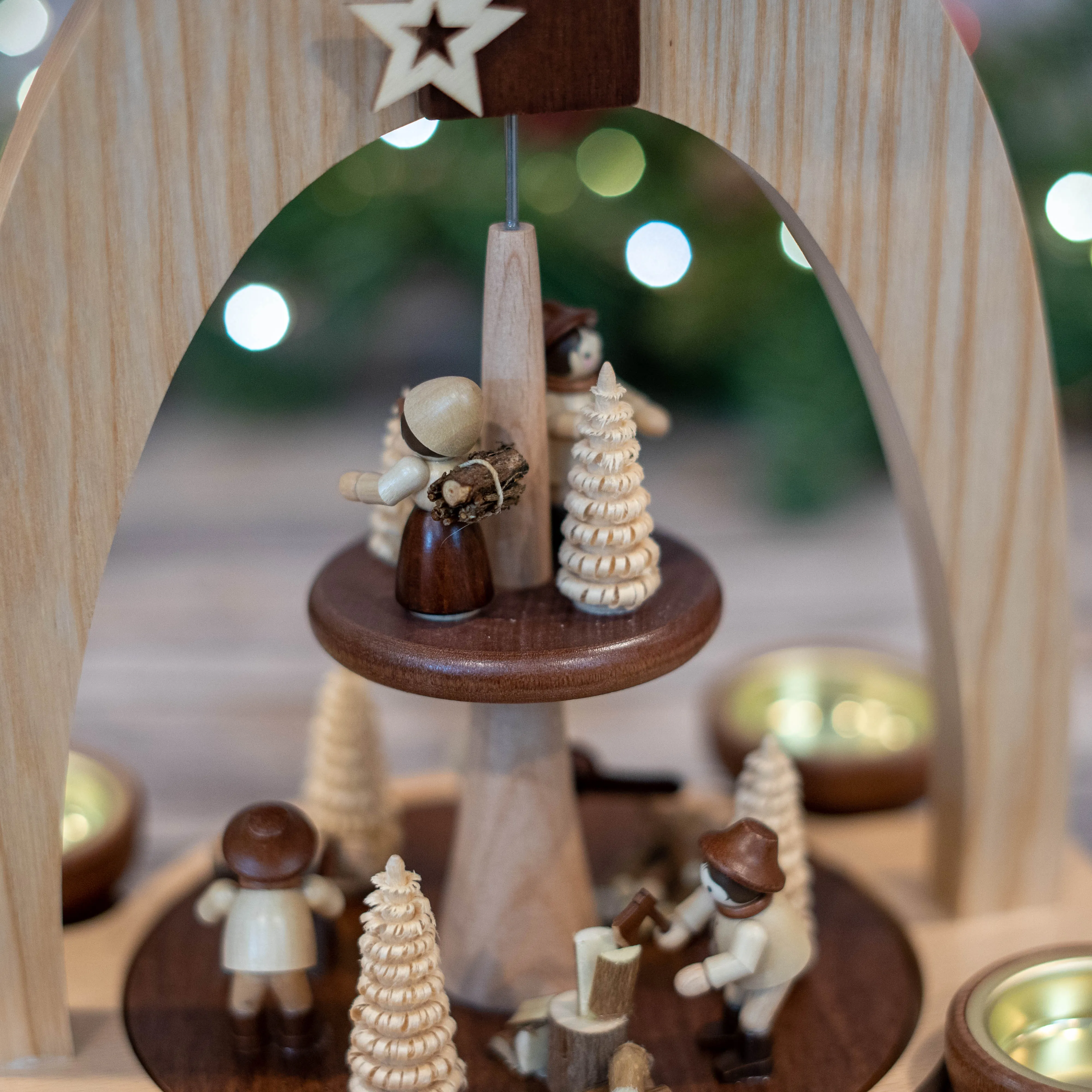 Rustic Two-Tiered Lumberjack Tea Light Pyramid