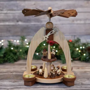 Rustic Two-Tiered Lumberjack Tea Light Pyramid