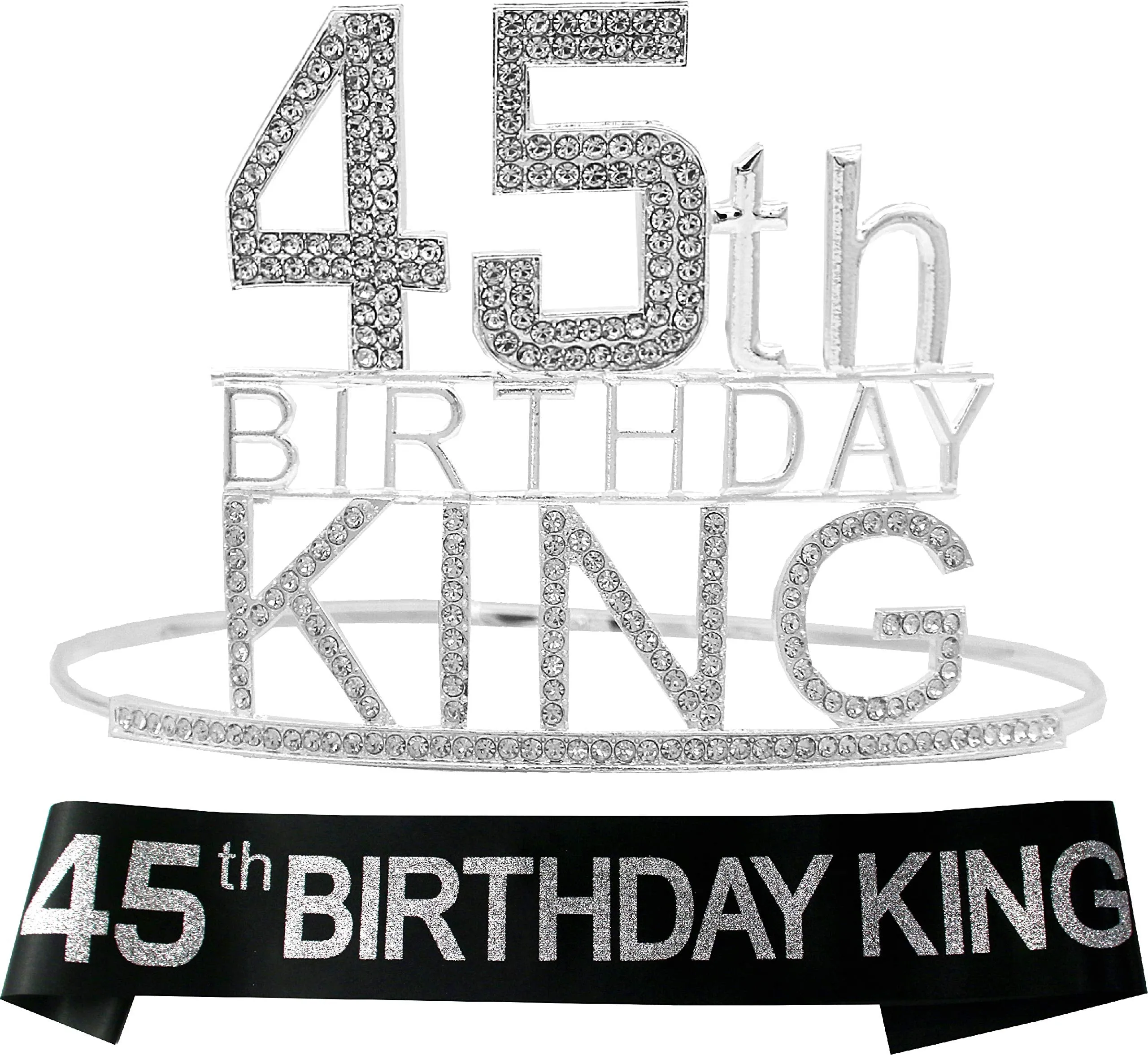 45th Birthday King Crown, 45th Birthday Gifts for Men, 45th Birthday King Sash, 45th