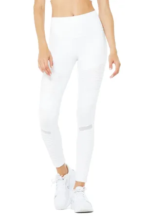 7/8 High-Waist Moto Legging - White