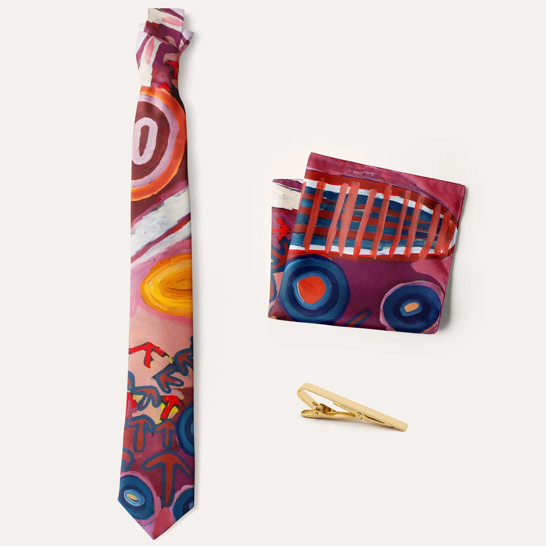 Aboriginal Art Necktie Set Puntawarri