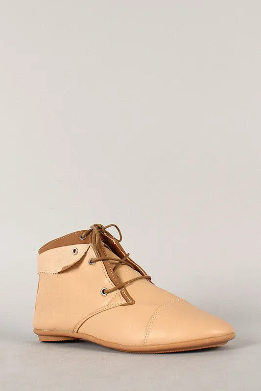 Bamboo Fold Over Cuff Lace Up Bootie