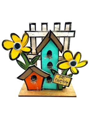 Birdhouse With Fence on Base