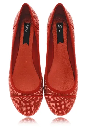 BLINK AUGUSTA Red Studded Ballerinas