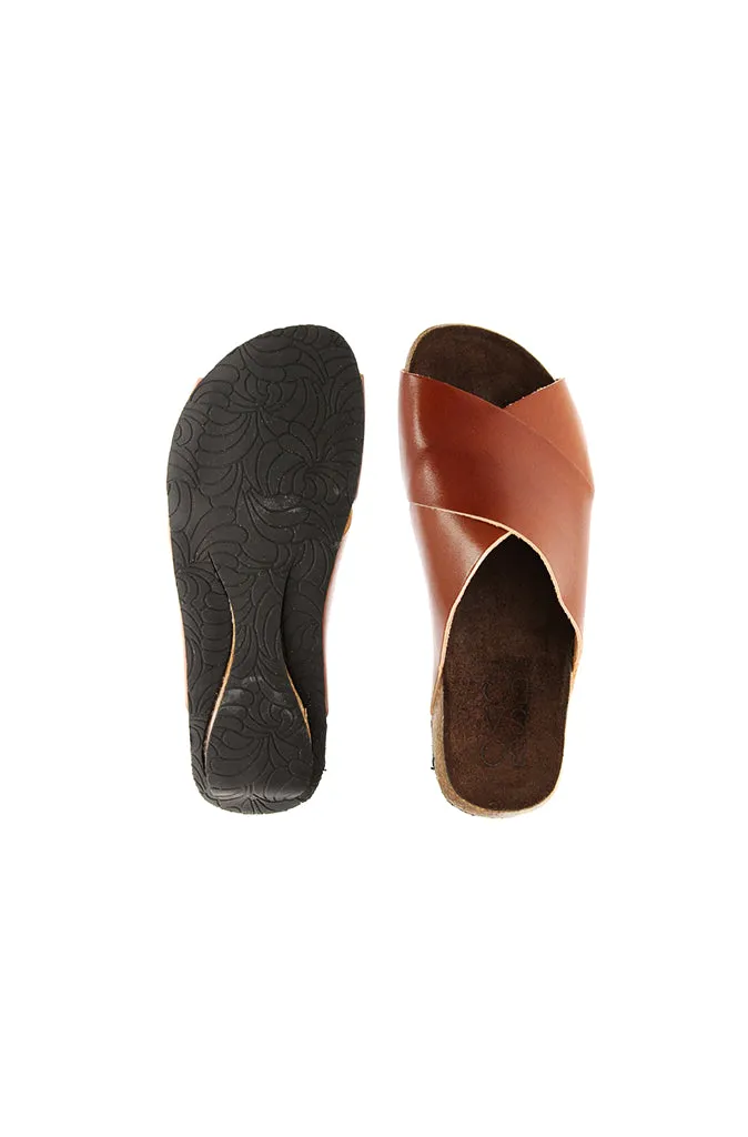 Bosabo Crossover Slides in Brown Leather