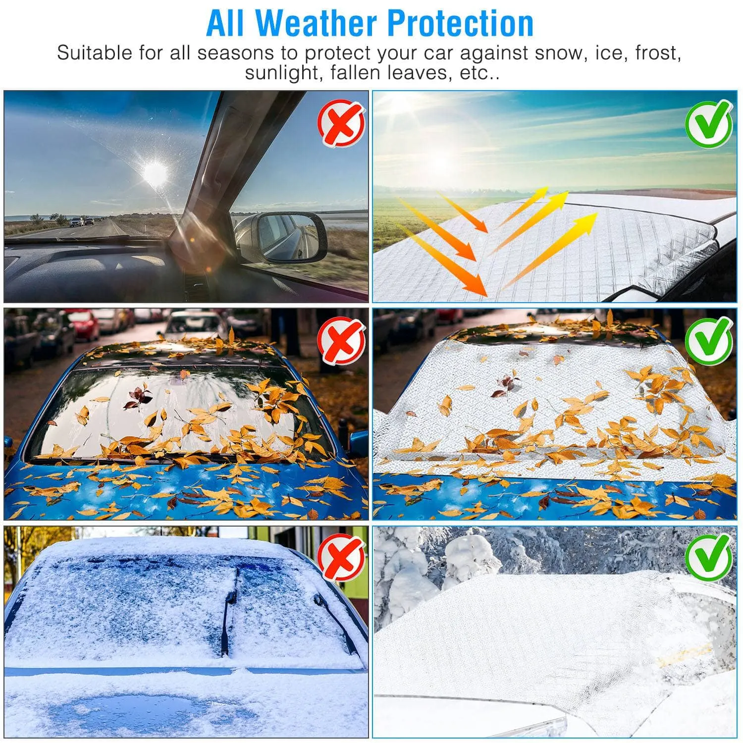 Car Windshield Snow Cover Windproof Magnetic Car Windscreen Cover