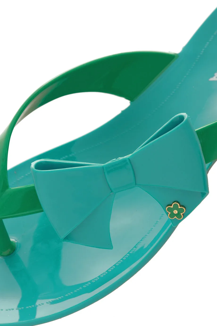 COLORS OF CALIFORNIA RIBBON Turquoise Green Flip Flops