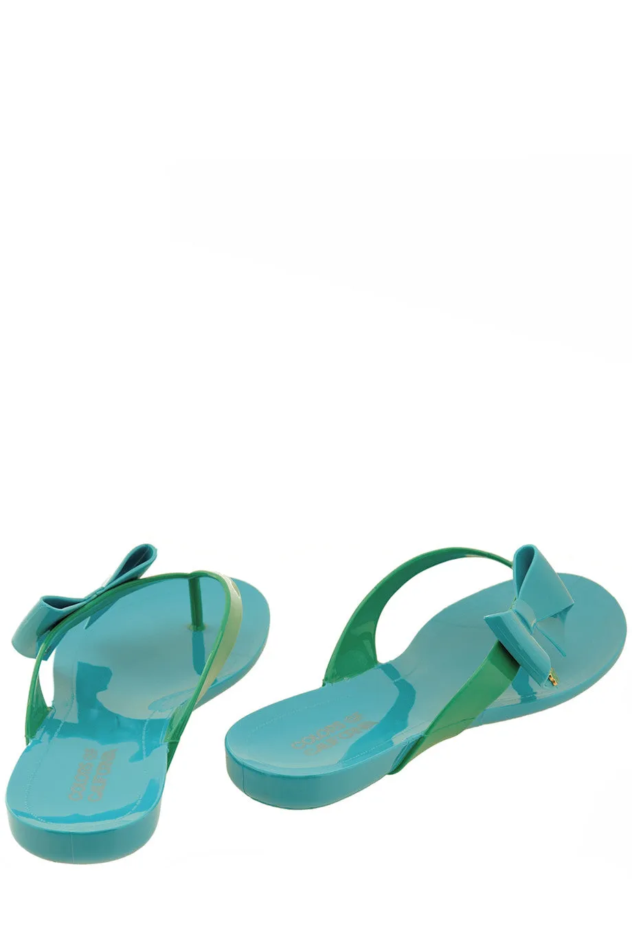 COLORS OF CALIFORNIA RIBBON Turquoise Green Flip Flops