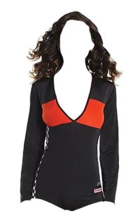 Coquette Fashion Stretch Knit Race Car Romper Black/Red One Size