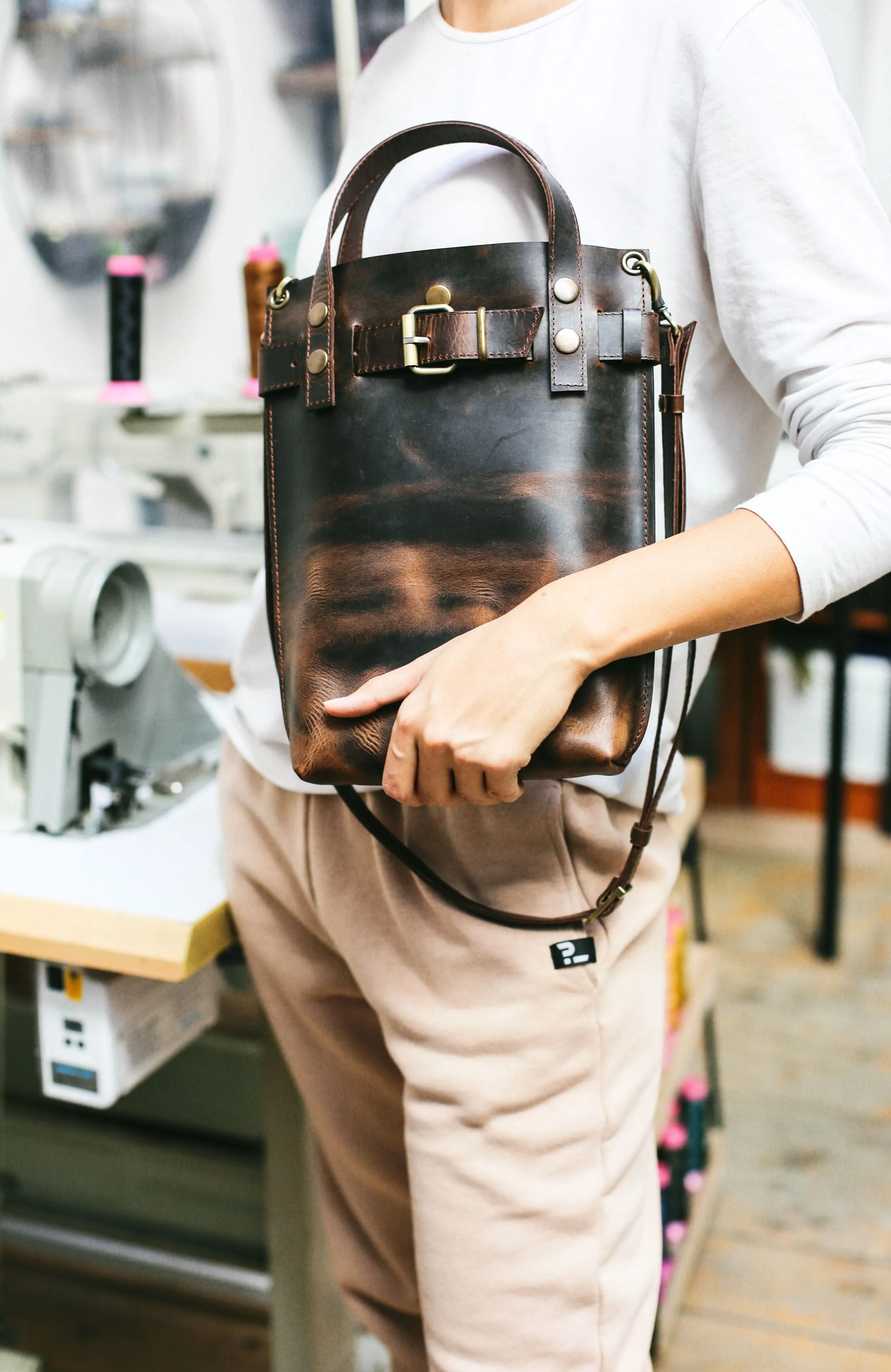 Dark Brown Leather Handbag