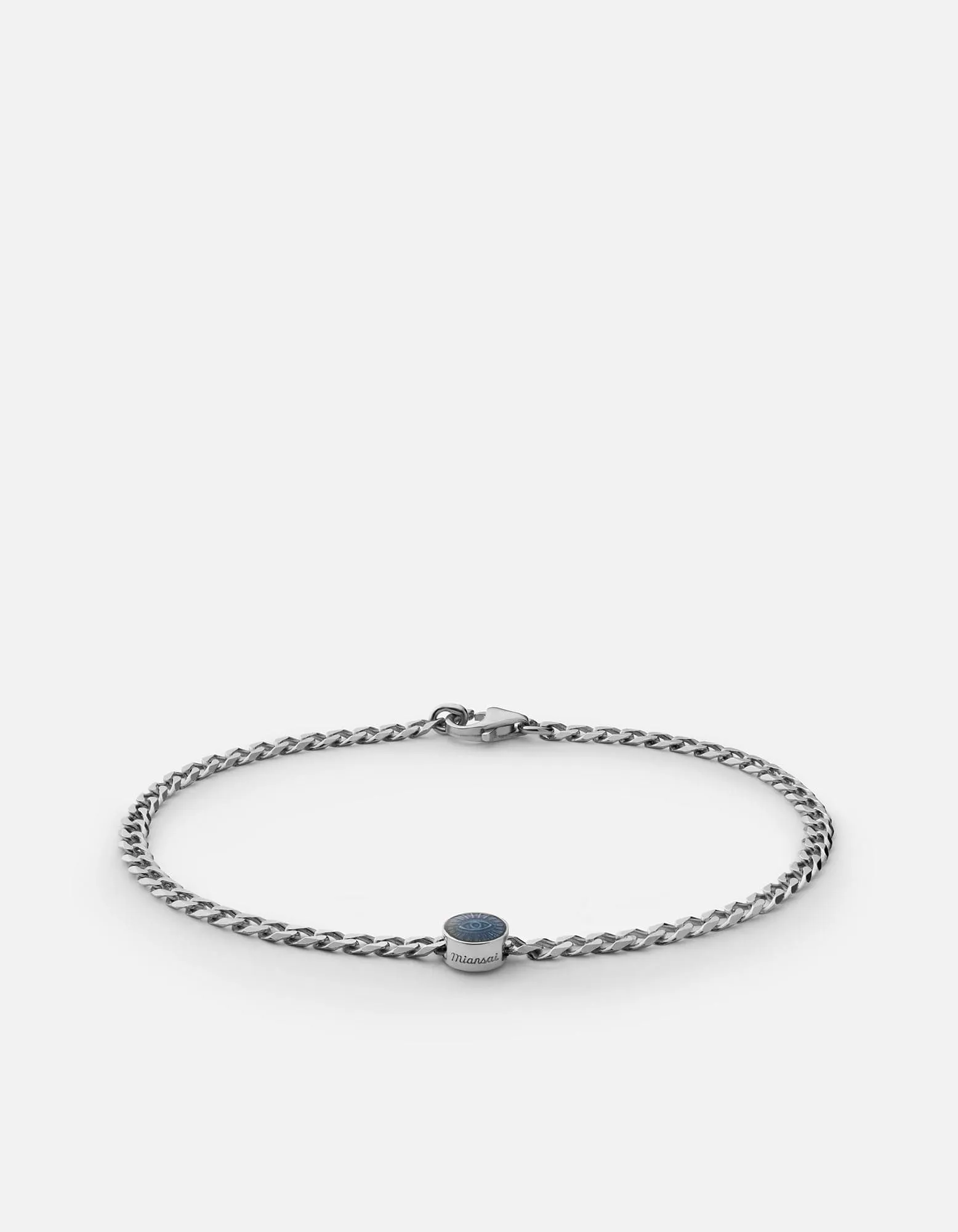 Eye of Time Type Chain Bracelet, Sterling Silver/Blue