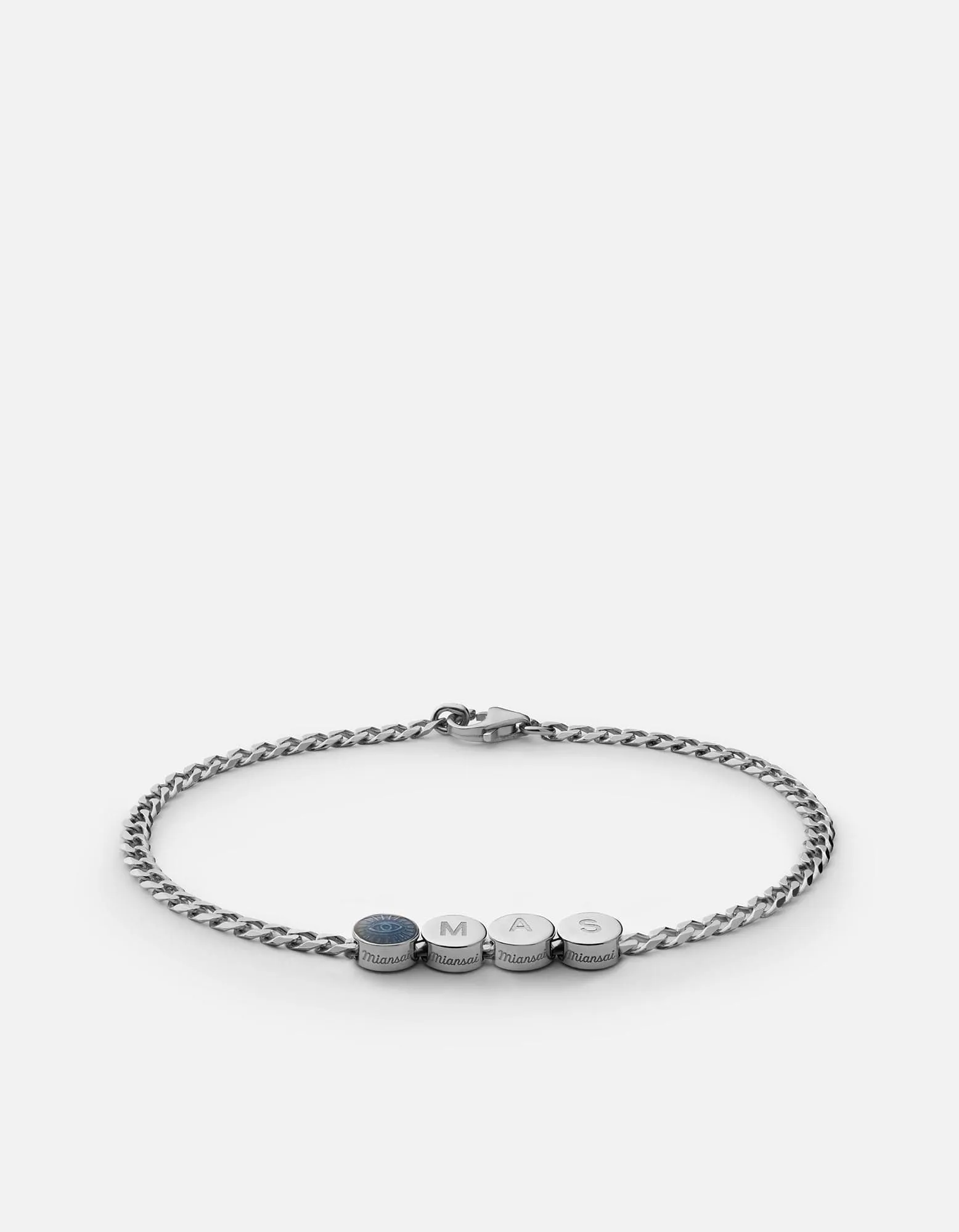 Eye of Time Type Chain Bracelet, Sterling Silver/Blue