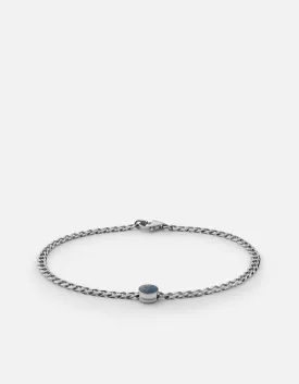 Eye of Time Type Chain Bracelet, Sterling Silver/Blue