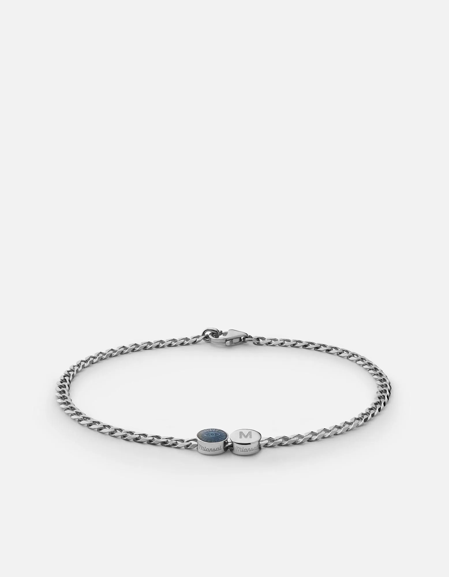 Eye of Time Type Chain Bracelet, Sterling Silver/Blue