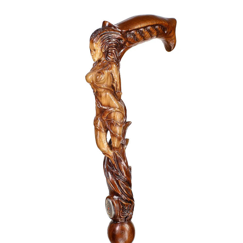 Forest fairy (dark) Artisan Intricate Handcarved Cane