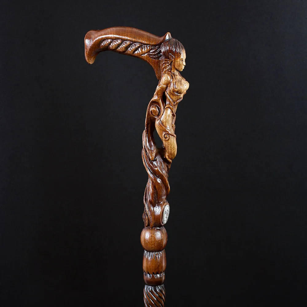 Forest fairy (dark) Artisan Intricate Handcarved Cane