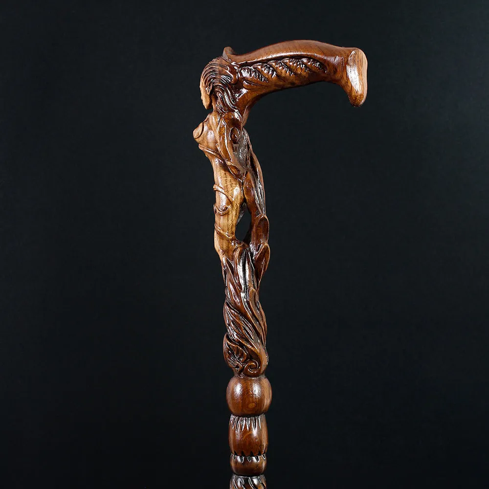 Forest fairy (dark) Artisan Intricate Handcarved Cane