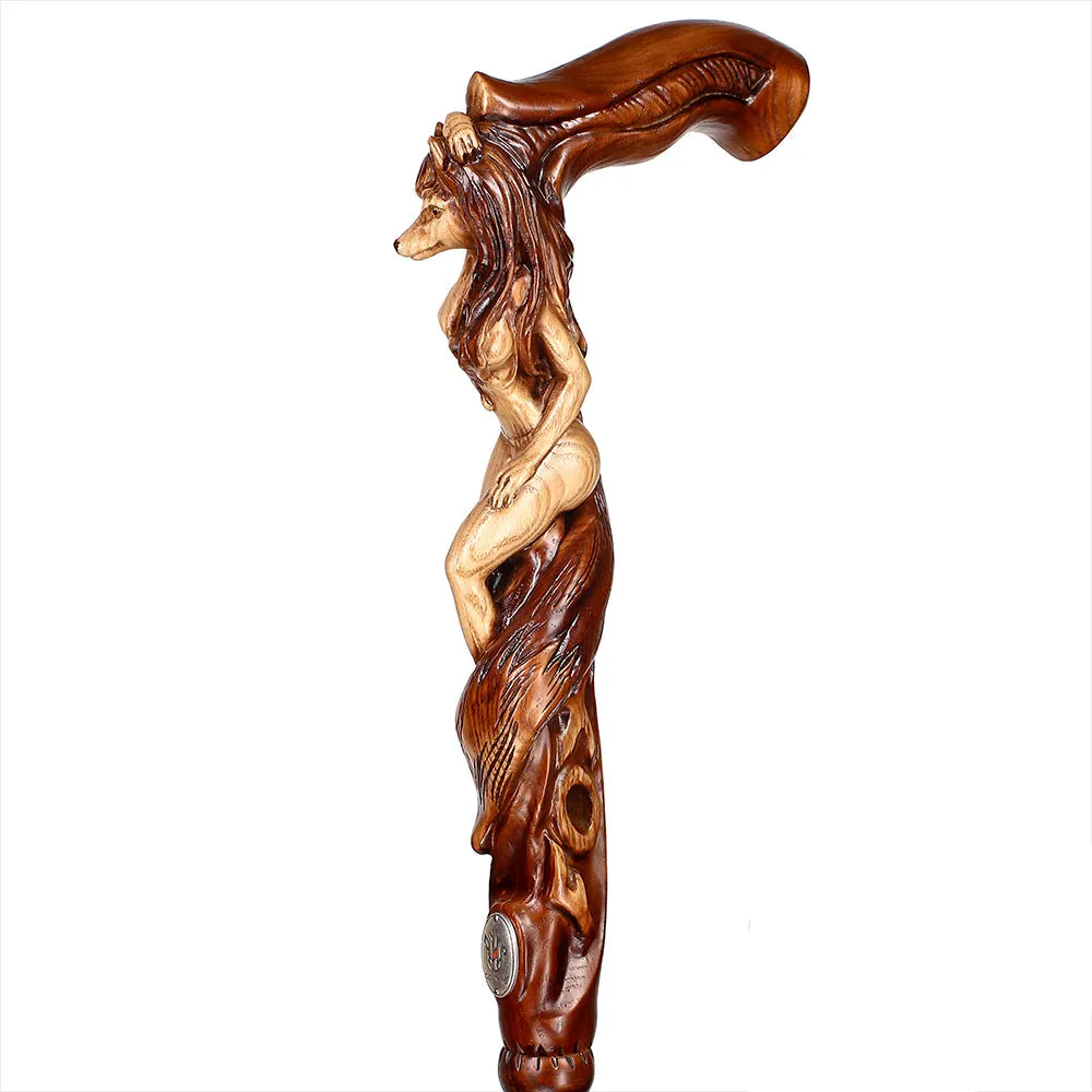 Foxy Girl - Intricate Handcarved Cane