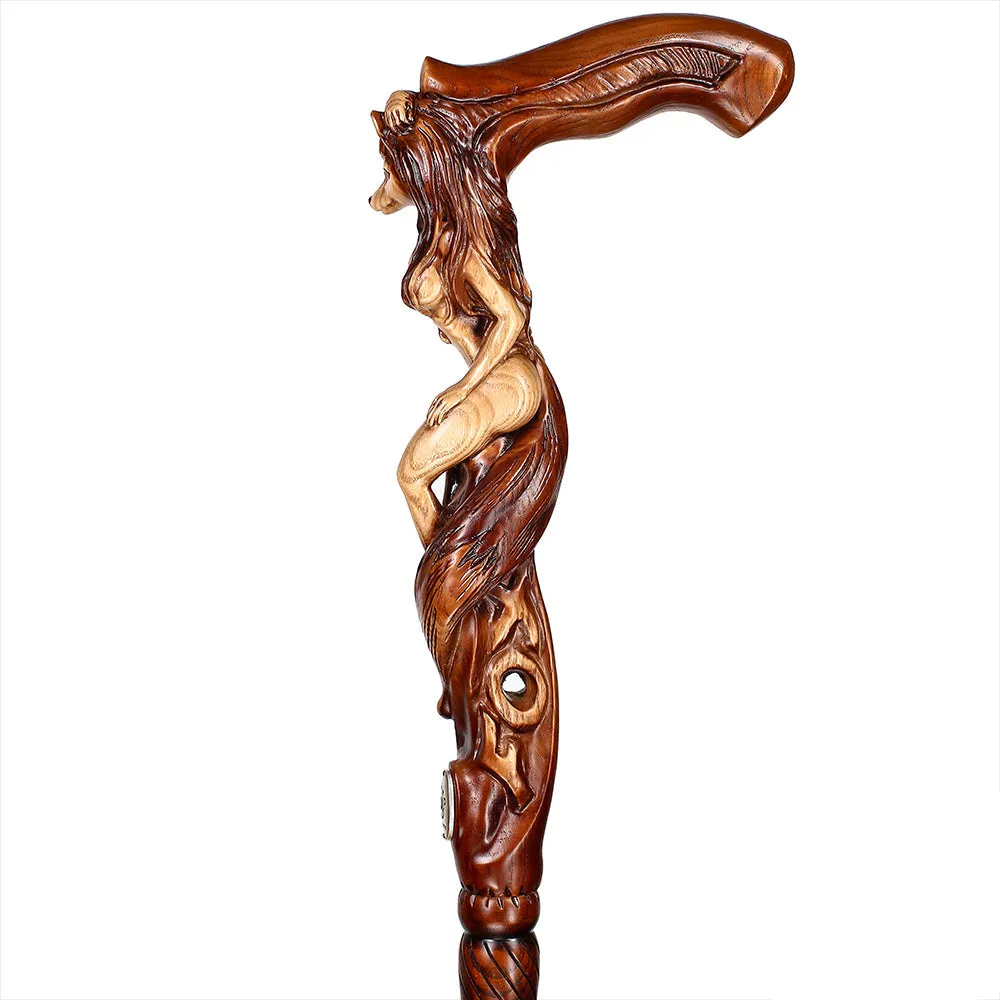 Foxy Girl - Intricate Handcarved Cane