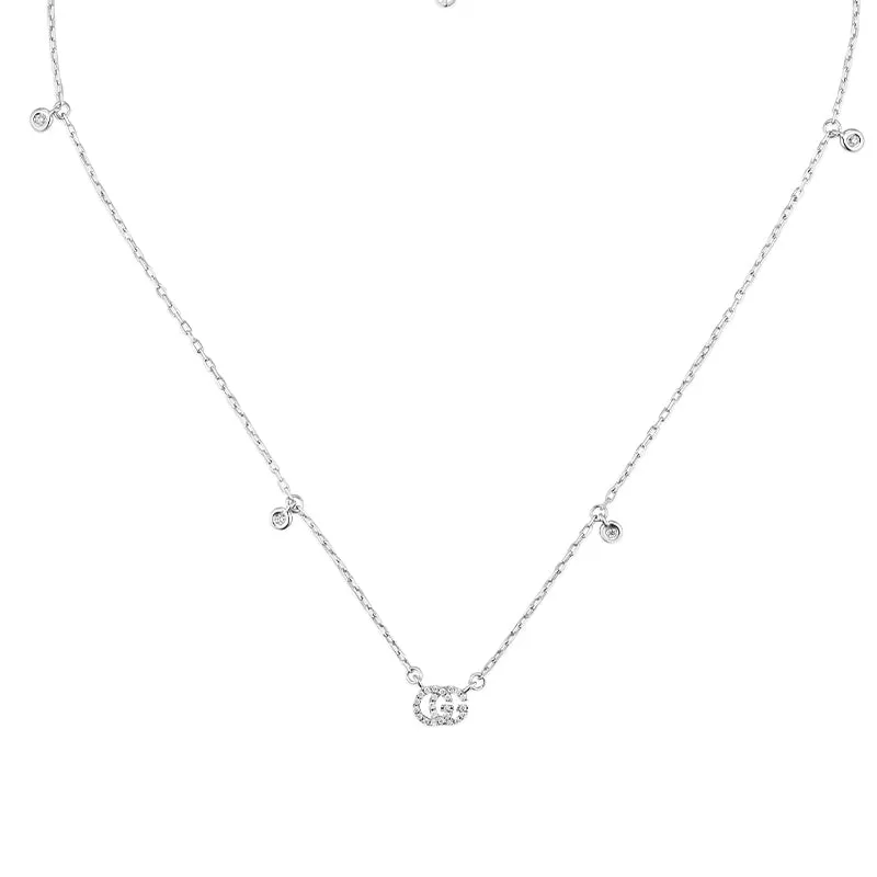 GC GG Running 18ct White Gold Diamond Necklace