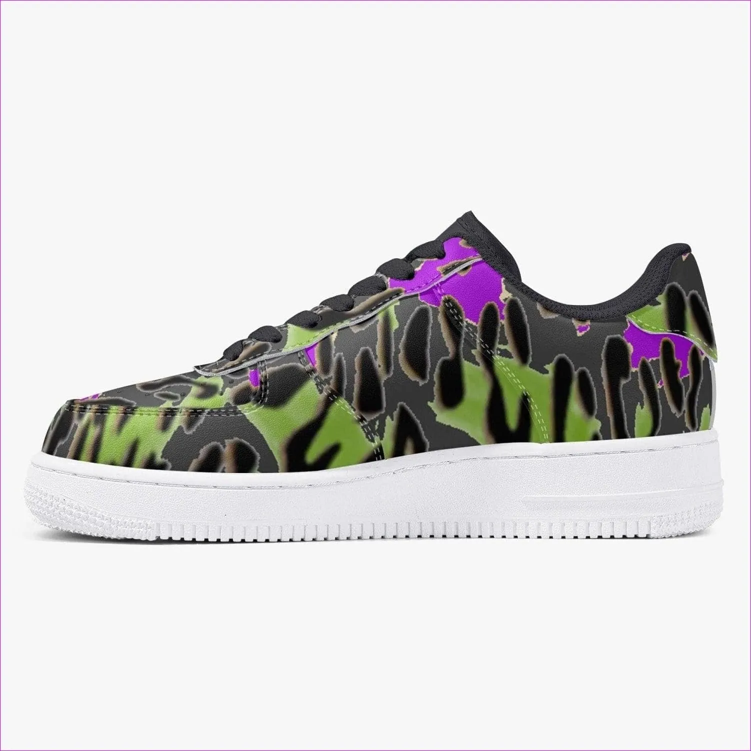 Leopard Grunge Low-Top Leather Sports Sneakers