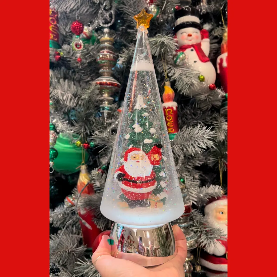 Lighted Santa Glitter Snow Globe Tree