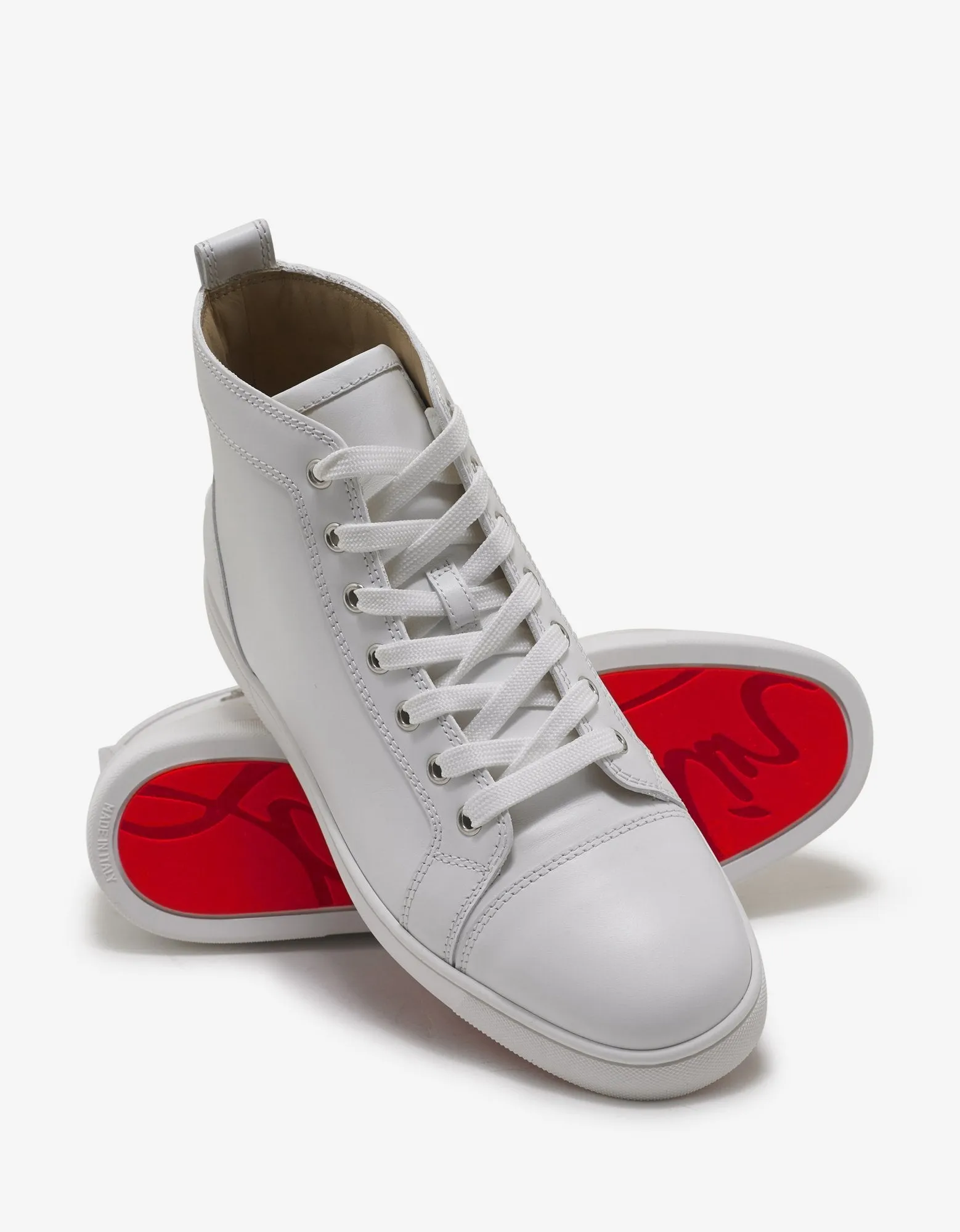 Louis Flat White Leather High Top Trainers