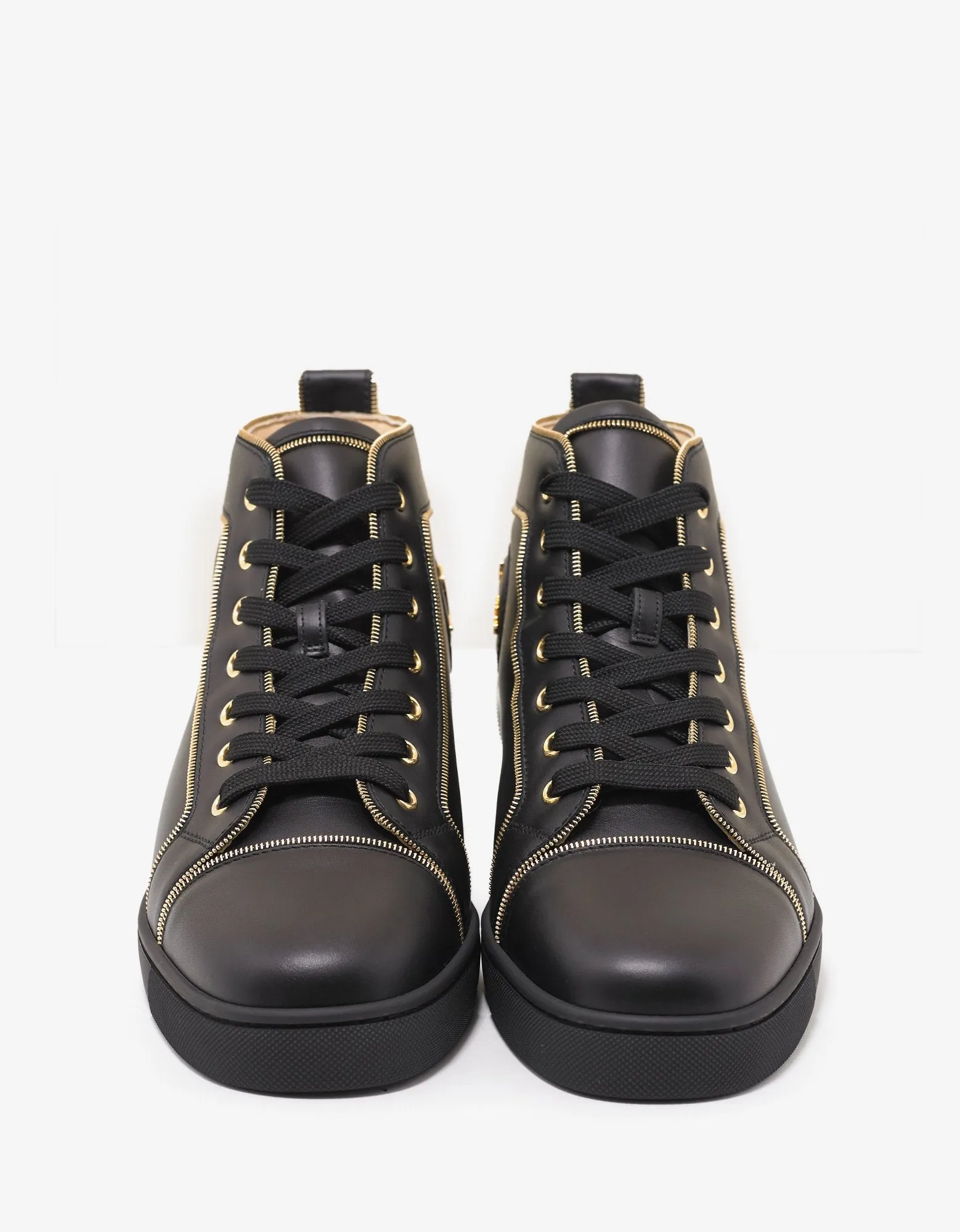 Louis Z Flat Black Leather High Top Trainers -