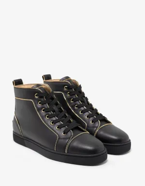 Louis Z Flat Black Leather High Top Trainers -