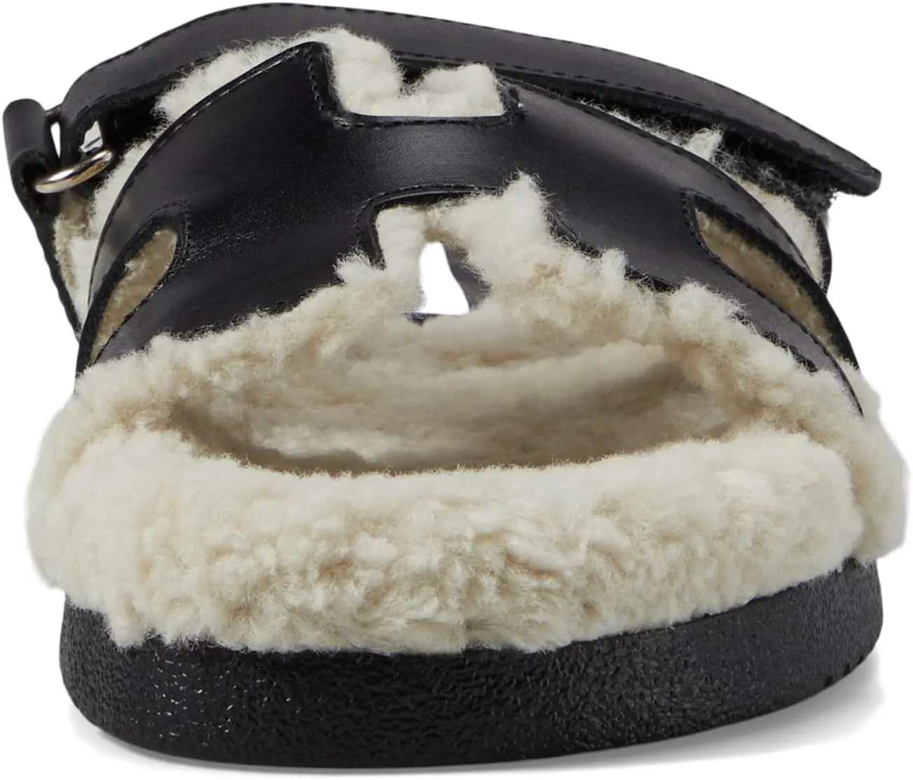 Mayven Steve Madden Flat Sandals in Black Leather Fur