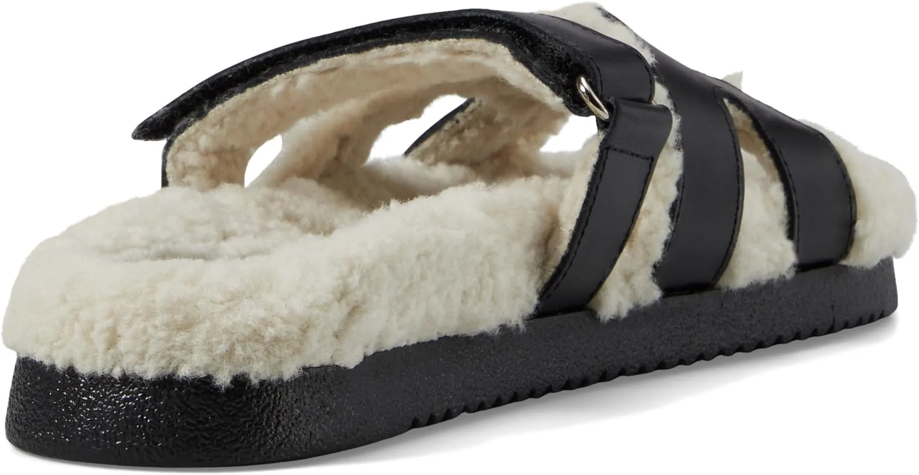 Mayven Steve Madden Flat Sandals in Black Leather Fur