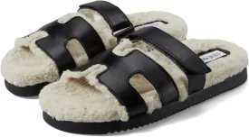 Mayven Steve Madden Flat Sandals in Black Leather Fur