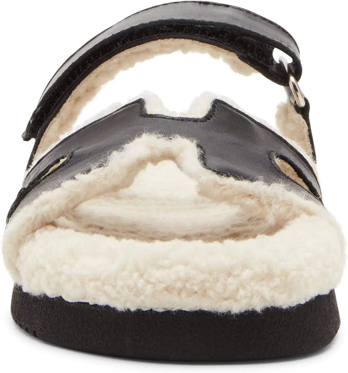 Mayven Steve Madden Flat Sandals in Black Leather Fur