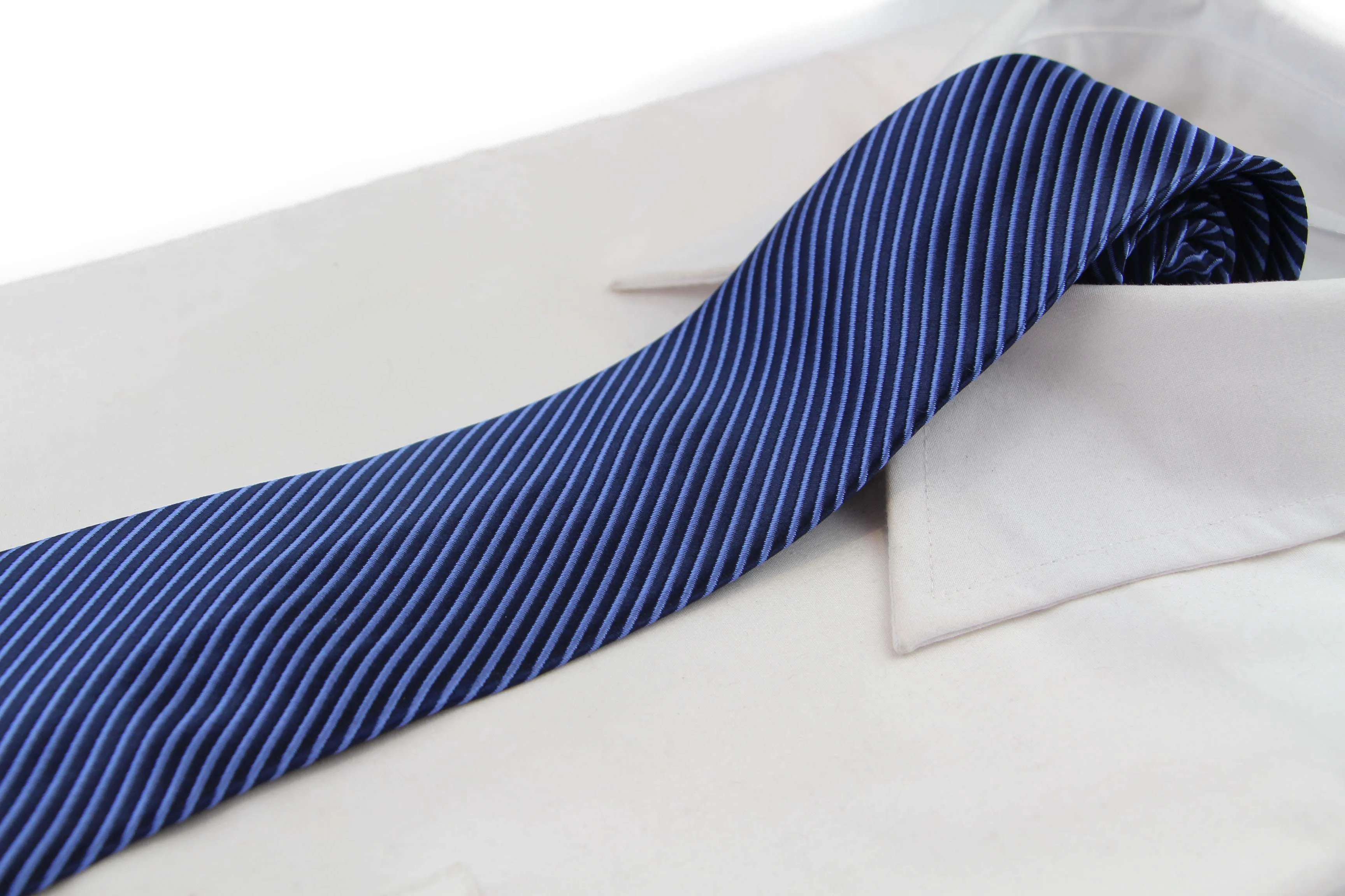 Mens Black & Navy Striped 8cm Patterned Neck Tie