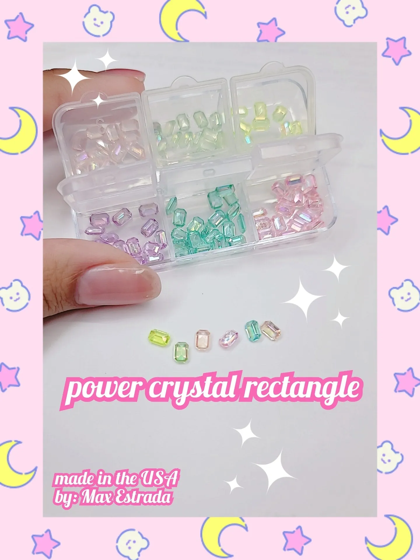 Power Crystal Rectangle (Nail Rhinestones Kit, AB Crystal Rhinestones for Nail Craft Multi Shape Nail Art Stones Nail Gems Packaged in Diamond Storage Box)