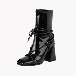 Pre Order:  Patent Leather Ankle Boots