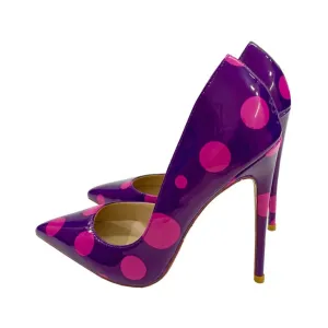 Pre Order:  Purple Polka Dots Patent Pointed-Toe Shoes