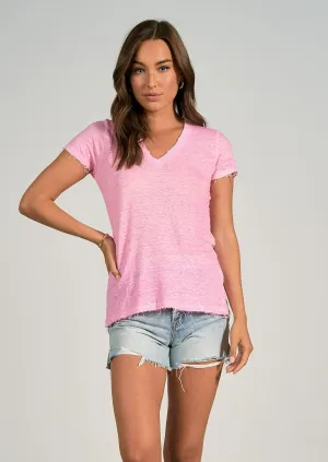 Short Sleeve V-Neck Distressed Tee