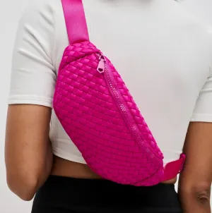 Sol and Selene Fuchsia Aim High Woven Neoprene Belt Bag