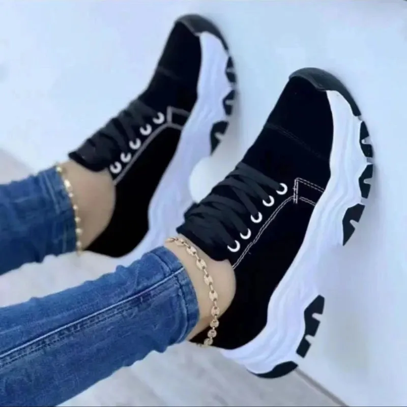 Women New Canvas Sneakers Women Fashion Vulcanized Shoes High Quality Casual Shoes Woman Walking Platform Plus Size 43