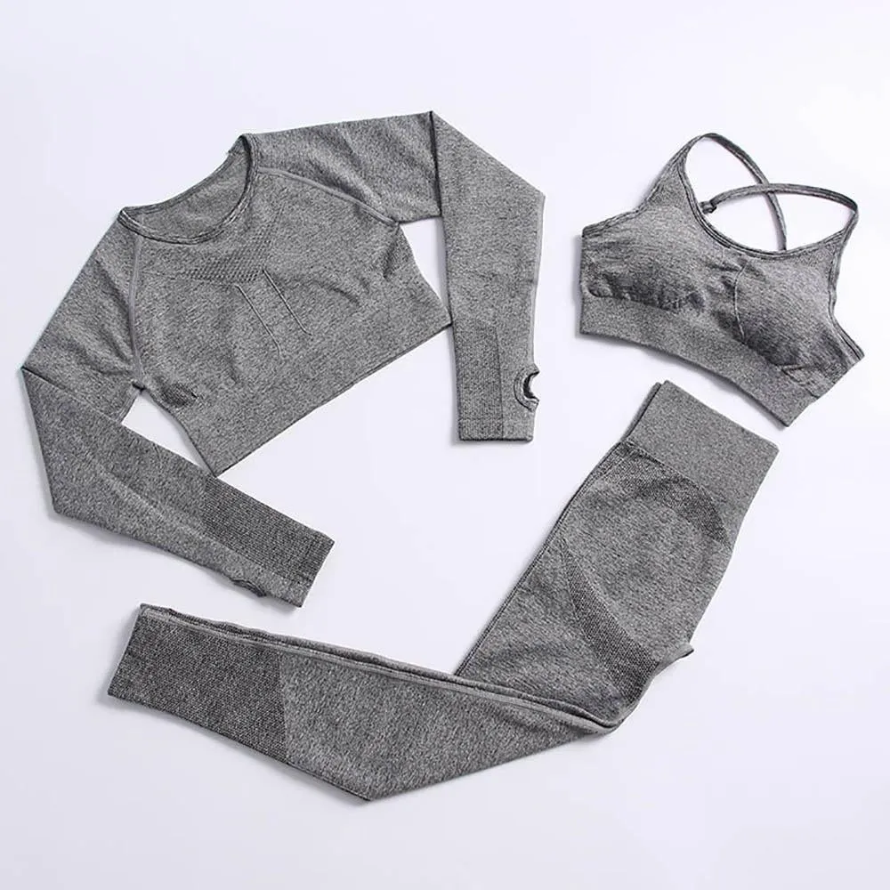 Yoga Set Gym Clothing Track Suit High Waist Pants Sports Bras For Women