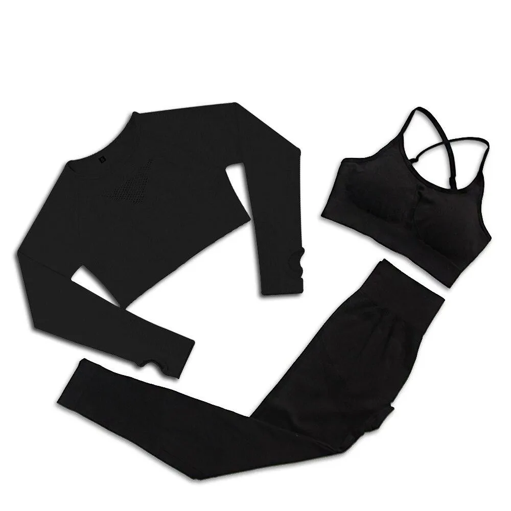 Yoga Set Gym Clothing Track Suit High Waist Pants Sports Bras For Women