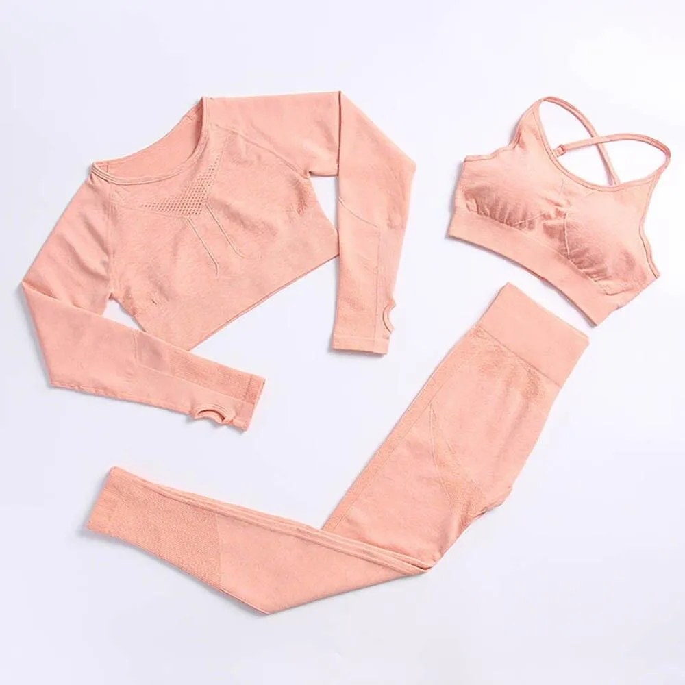 Yoga Set Gym Clothing Track Suit High Waist Pants Sports Bras For Women